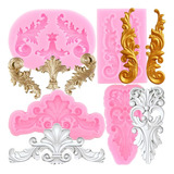 4pcs Molde De Silicona Barroco Curlicues Scroll Lace Fondant