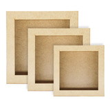 Kit Trio De Nichos Quadrado Mdf Cru De Parede Cozinha