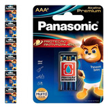 14 Pilhas Alcalinas Premium Aaa 3a Panasonic 7 Cart