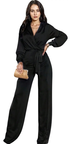 Jumpsuit Escote V Y Mangas Largas Para Mujer #49