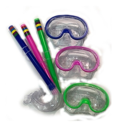 Set De Snorkel Buceo Y Mascara Ajustable Infantil + Tapones