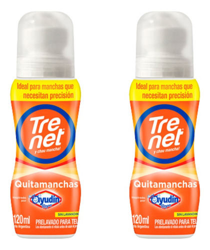 Quitamanchas Trenet Bolilla Prelavado Hyperactive 120ml X 2u