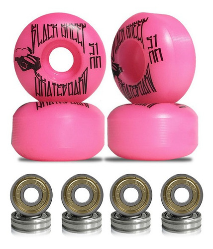 Rodas Para Skate Black Sheep 51mm Pink E Rolamentos Abec5