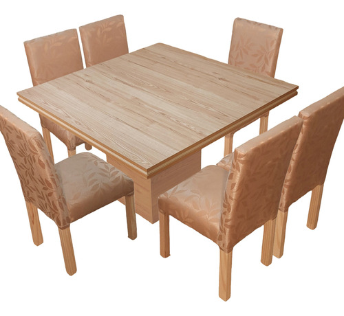 Juego Comedor Mesa Tr130x130+ 6 Sillas Chenille 