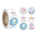 Sticker S Pegatinas Unicornio Rollo 500 Pcs