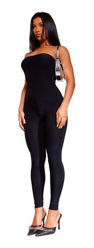 Catsuit Mono Lycra Elastizado Strapless Largo Sin Mangas