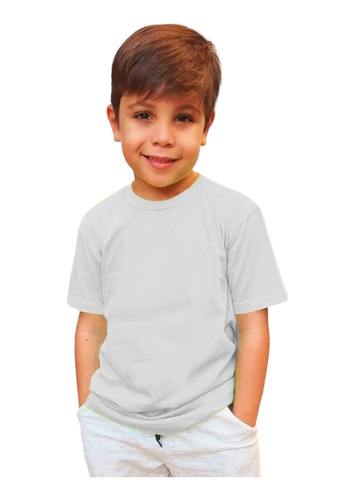 Camiseta Básica Lisa Branca Infantil 02 Ao 14 Algodão Fio 30