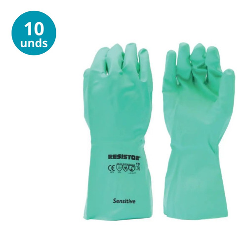 Guantes De Limpieza Nitrilo Verde X10