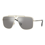 Lentes De Sol Versace Gris Espejeado Ve2242 12526g De Hombre Lente Plateado Varilla Nude Armazón Nude Diseño Mirror