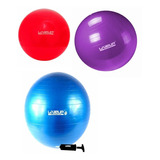 Kit C/ 3 Bolas Suiça Pilates 55 65 E 75 Cm C/ Bomba