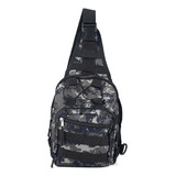 Morral Cruzado Tactico Tipo Militar C/ Sistema Molle Liviano Color Negro Camuflado