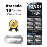 Lamina Giletes Kindi Black - Kit C/ 10 Cartelas Com 50 Unid