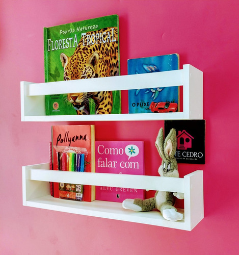 Prateleira Decorativa Livro Infantil Bebê Kit Com 2 Mdf 40cm