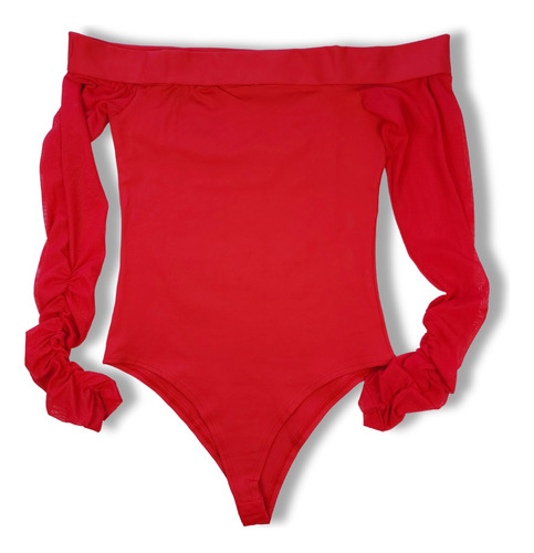 Body Mujer Manga Larga Negro / Rojo - 12381