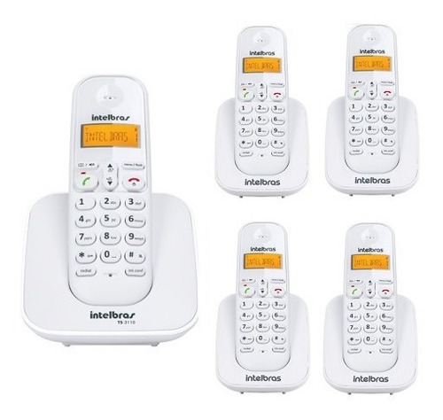 Kit Telefone Sem Fio Ts 3110 + 4 Ramais Ts 3111 Br Intelbras