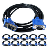 Kit 10 Cabos Vga Macho Para Monitor Computador 1,5 Metros 