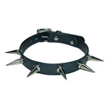 Choker Espinhos Spike Grandes Coleira Gargantilha Goth Couro