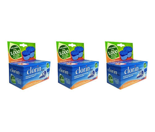 Kit 3 Cloro Clorin P/ 1000l D´água Embalagem C/ 25 Pastilhas