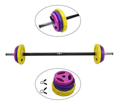 Pesas Encauchadas Set Body Pump Sportfitness Kit Barra + 20k