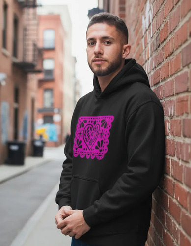 Sudadera Hombre Gorro Papel Picado Día Muertos Corazón