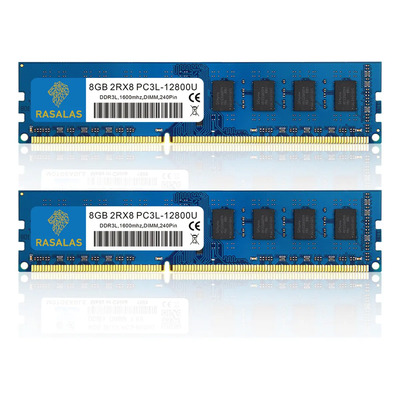 Rasalas DDR3 2x8GB 16GB 1600MHz RAM Gamer Azul para Intel y AMD Desktop PC3-12800 UDIMM DDR3L | Envío gratis