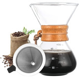 Cafetera Chemex 400ml Vidrio Con Filtro De Acero Inoxidable