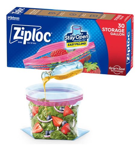 Bolsas Ziploc Para Almacenamiento De Alimentos De Un Galón,