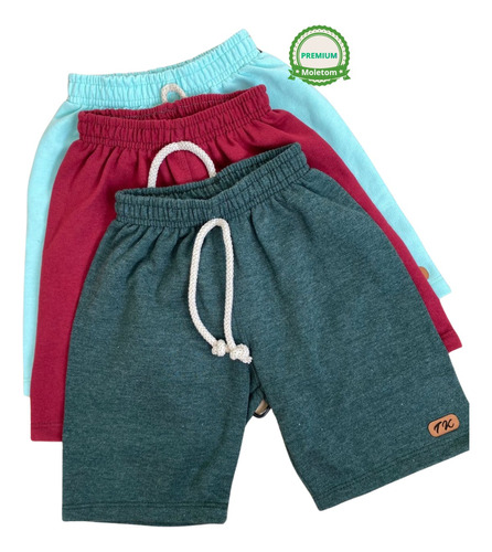 Kit 3 Bermudas Moletom Infantil Menino Ótima Qualidade Short