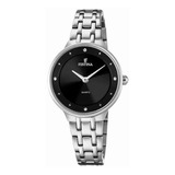Reloj Festina Mademoiselle F20600/4 Mujer Original Color Del Bisel Plateado Color Del Fondo Negro