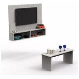 Combo Mesa De Centro + Panel Tv55 Delos Dsm02rb Roble Blanco