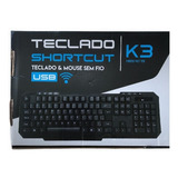 Kit Teclado Mouse Sem Fio Wireless  Mb Tech Shortut K3