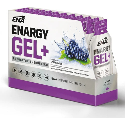 Enargy Gel + Cafeina Ena Caja X 12 U. Repositor Sabor Uva