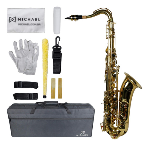 Saxofone Sax Tenor Bb Laqueado Si Bemol C/ Case Michael