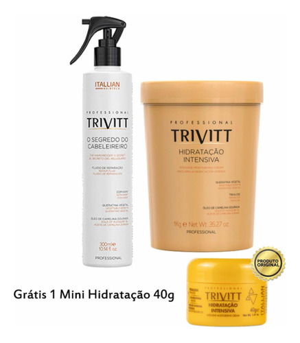 Máscara De Hidratação Intensiva 1kg + Segredo Trivitt 300ml