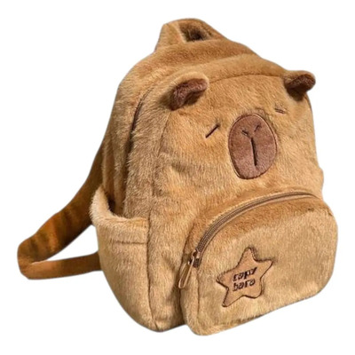 A Mochila Capibara Peluche Infantil Cierre Bolsillo