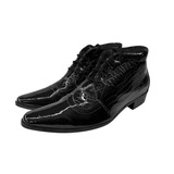 Bota Country Masculina Em Couro Preto Verniz Ref:1008