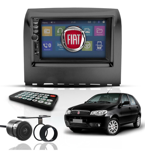 Kit Central Multimídia 2 Din Mp5 Bt Espelha Dvd Fiat Palio