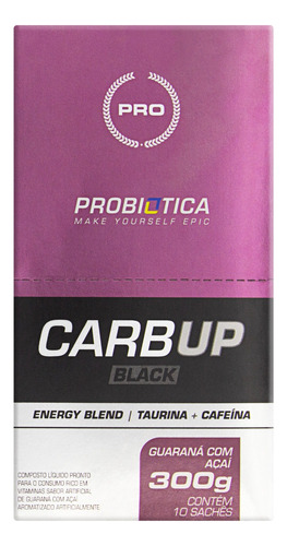 Suplemento Energético Gel Guaraná Com Açaí Probiótica Carb Up Black Caixa 300g 10 Unidades