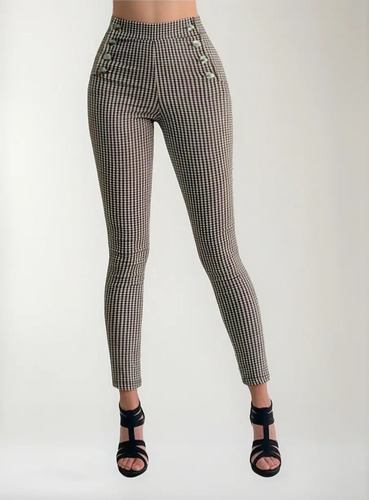 Pantalón Mujer Cuadrado Multi Botón Stretch