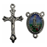 Crucifixo 3cm + Entremeio 2cm Para Criar Terço - 5 Unidades