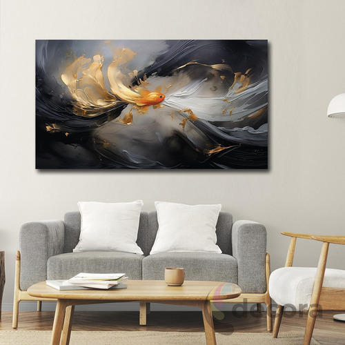 Cuadro Abstracto Dorado Negro Elegante Sala Canvas K2 130x70