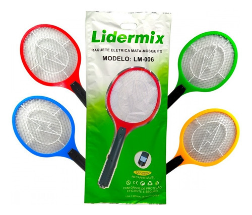 Raquete Mata Mosquito Eletrica Recarregavel Lidermix Lm-006 Cor Amarelo