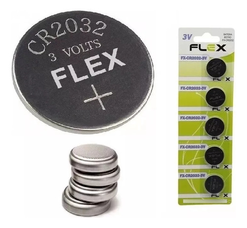 Pilha Bateria Flex Cr-2032 3v-pc/chaves/controles-5 Unidades