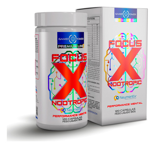 Focus X 120 Caps Nootropic Formulado Com Neumentix® Suplemento Nutricional Nootrópico Em Cápsulas - Gamer Power Nutrition