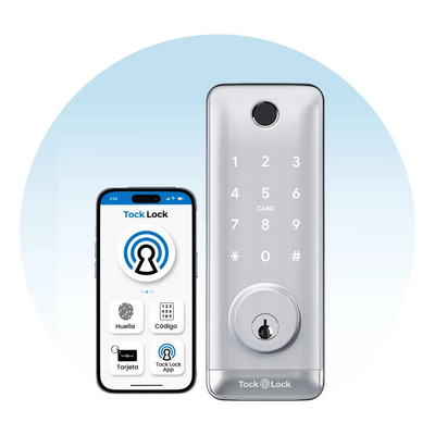 Chapa Electrónica Digital Inteligente Tock Lock Bluetooth Huella y Código Puerta Principal TOCK250X Plata TL | Meses sin interés