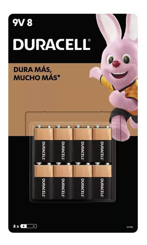 Duracell, Baterías 9v De 8 Piezas No Recargables