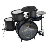 Bateria Infantil Acústica Completa Star Kids Preta Luen