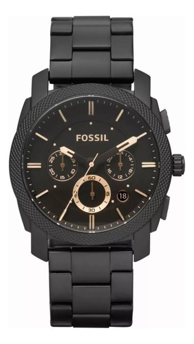 Reloj Caballero Fossil Fs4682 Color Negro De Acero