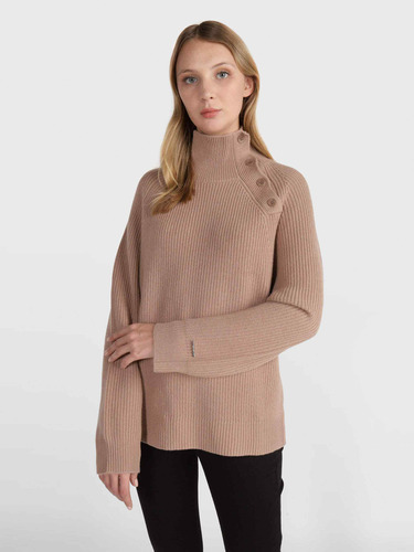 Suéter Beige Acanalado Para Mujer Calvin Klein