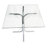 Mesa Jantar Escrivaninha 80cm Quadrada Vidro Base Mia Cp